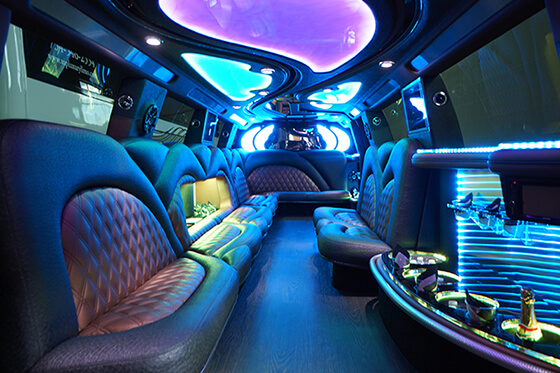 20-passenger limo interior