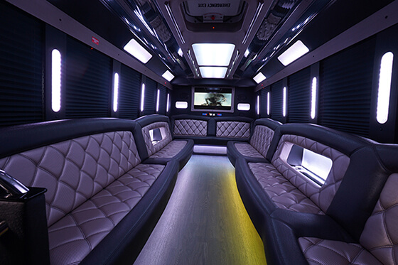 28-passenger party bus interior