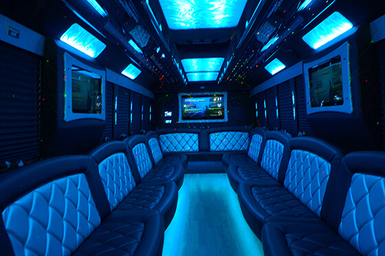 34-passenger party bus interior